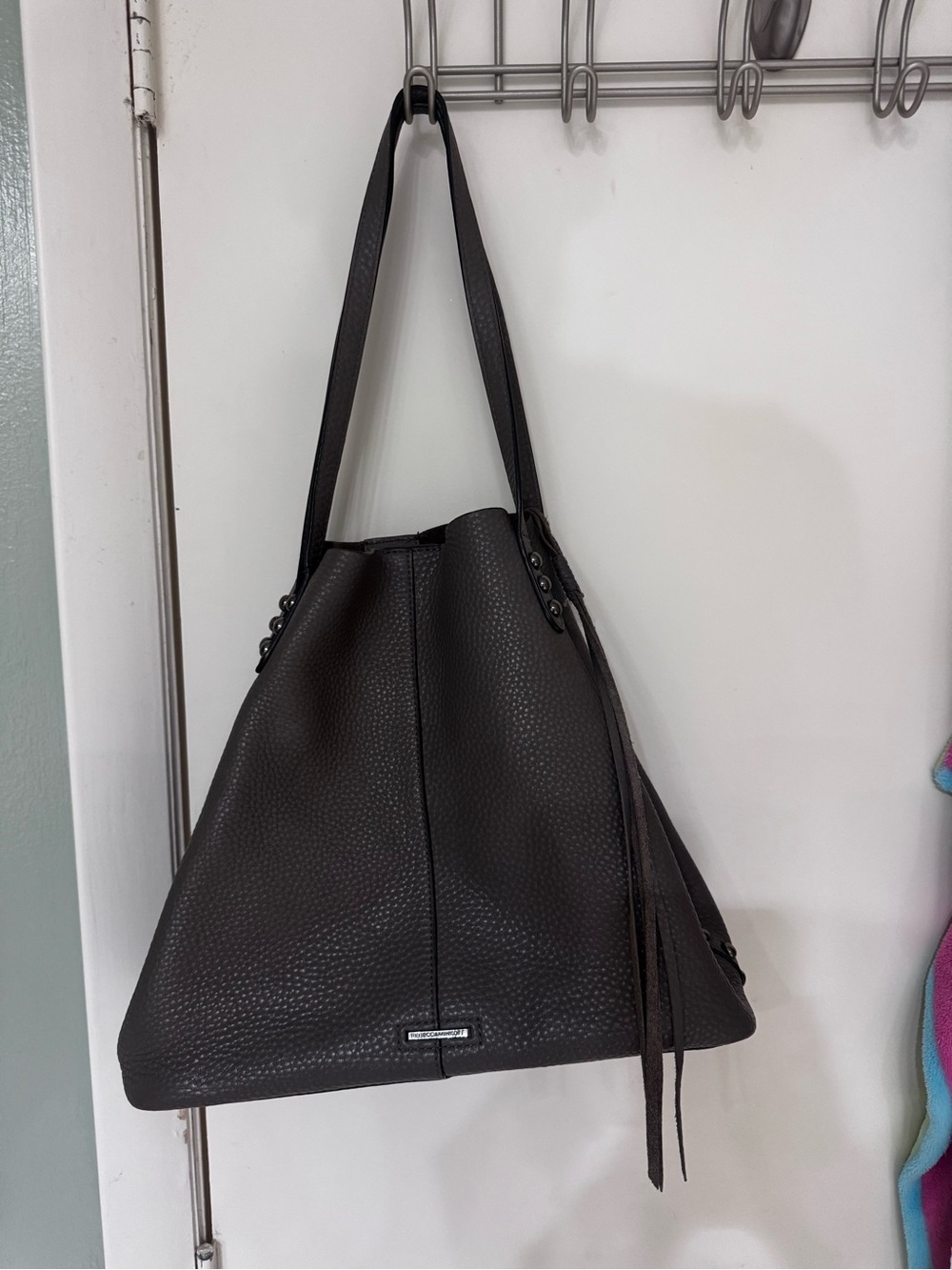 Grey Pebbled Leather Shoulder Bag - Classic Women’s Tote